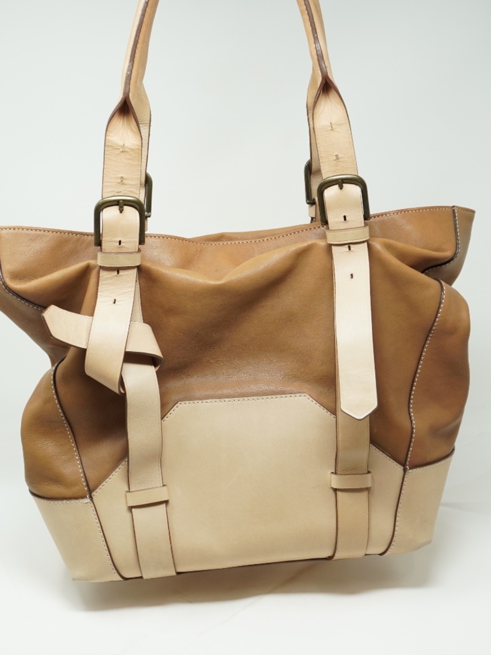 Ann Taylor two-toned brown leather tote bag
